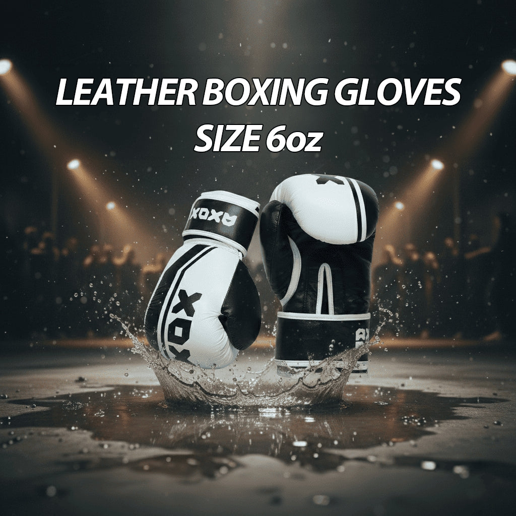 Leather Boxing Gloves for Training – White/Black | 6 Oz