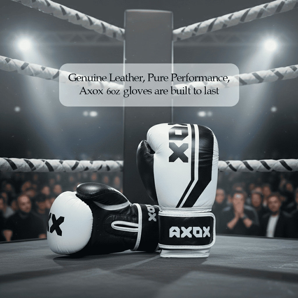 Leather Boxing Gloves for Training – White/Black | 6 Oz