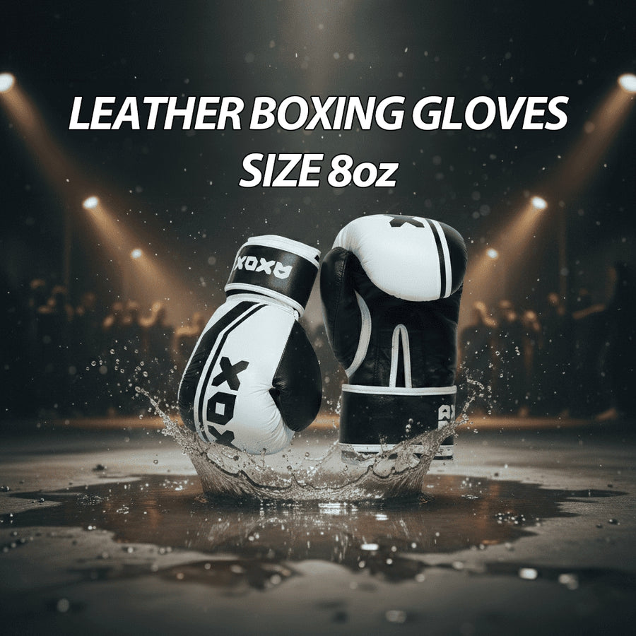 Leather Boxing Gloves for Training – White/Black | 8 Oz