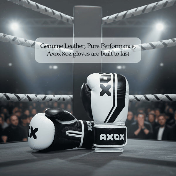 Leather Boxing Gloves for Training – White/Black | 8 Oz