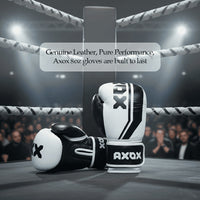 Leather Boxing Gloves for Training – White/Black | 8 Oz