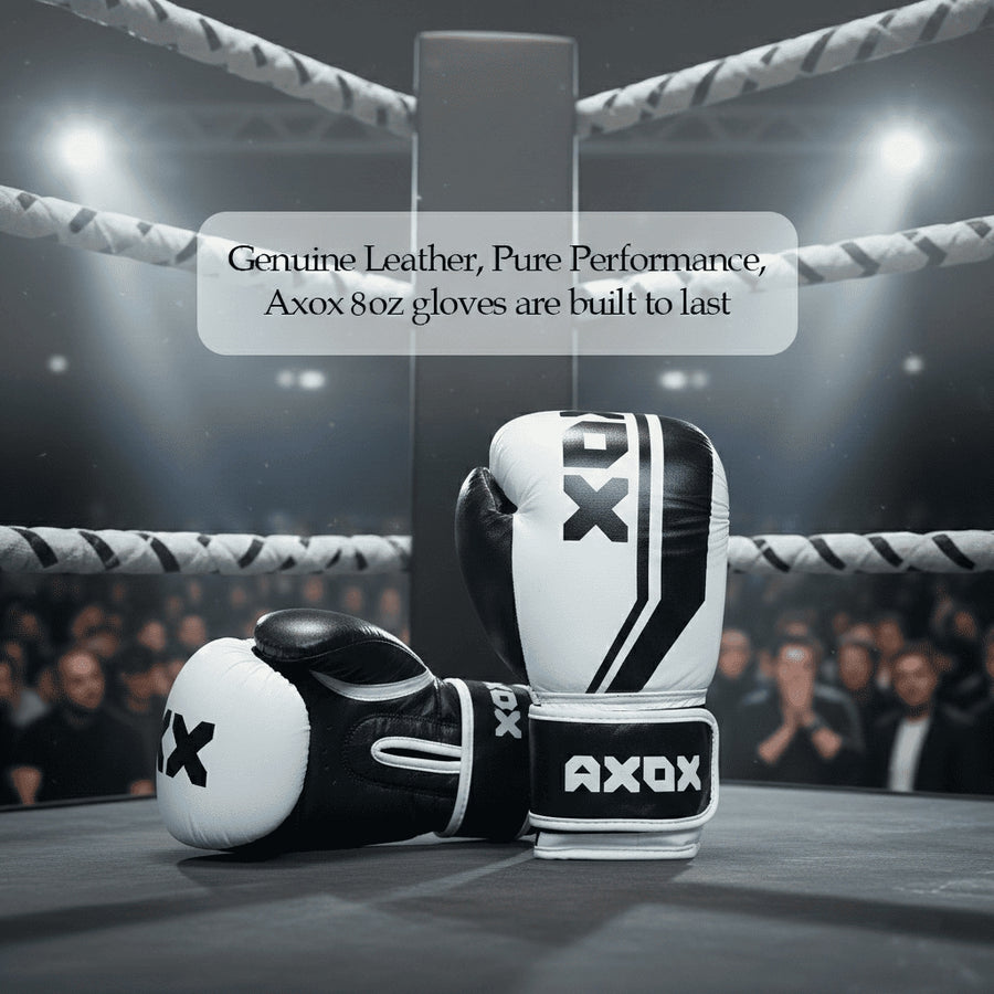 Leather Boxing Gloves for Training – White/Black | 8 Oz