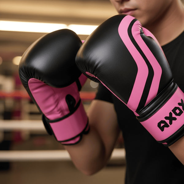 PVC Boxing Gloves - Pink/Black | 4 Oz