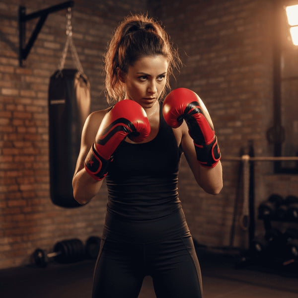 PVC Boxing Gloves - Black/Red | 10 Oz