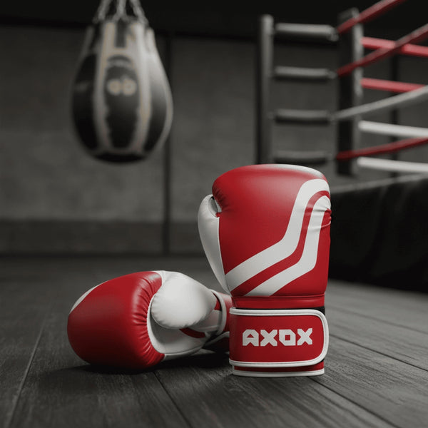 PVC Boxing Gloves - White/Red | 10 Oz