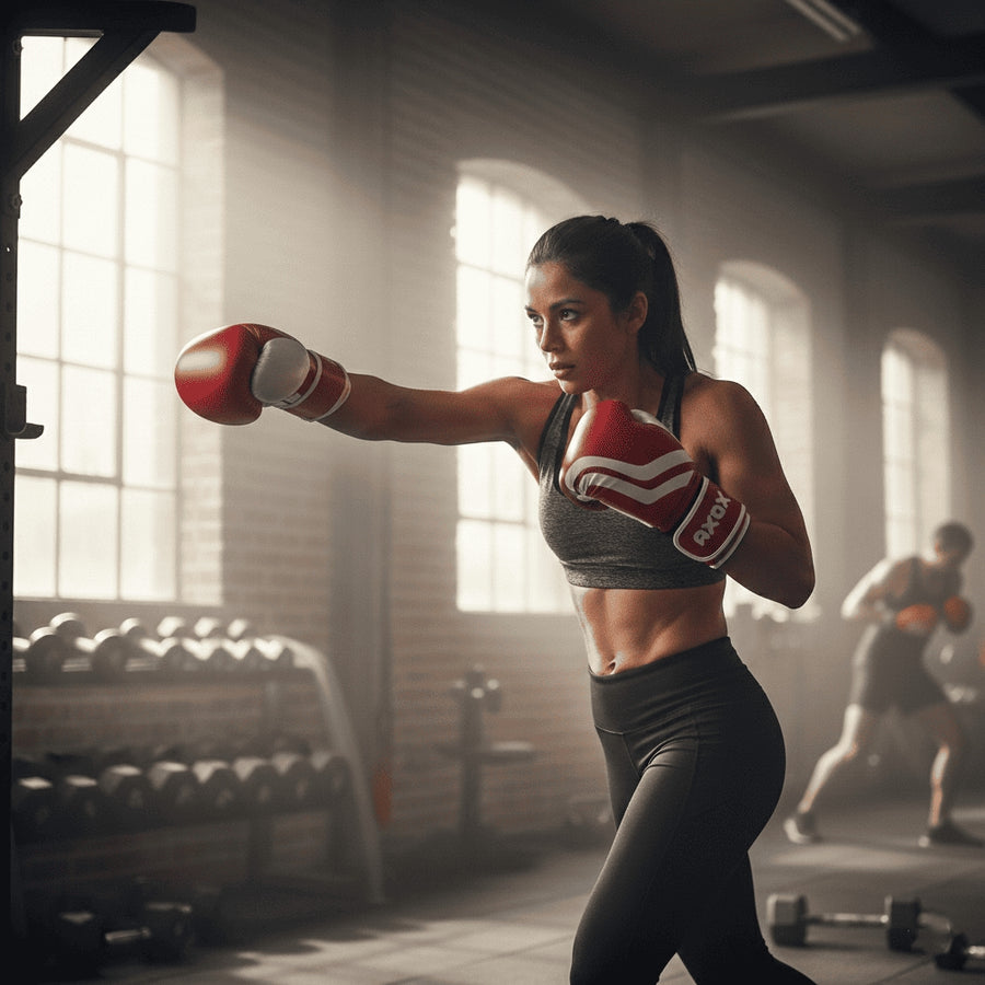PVC Boxing Gloves - White/Red | 16 Oz