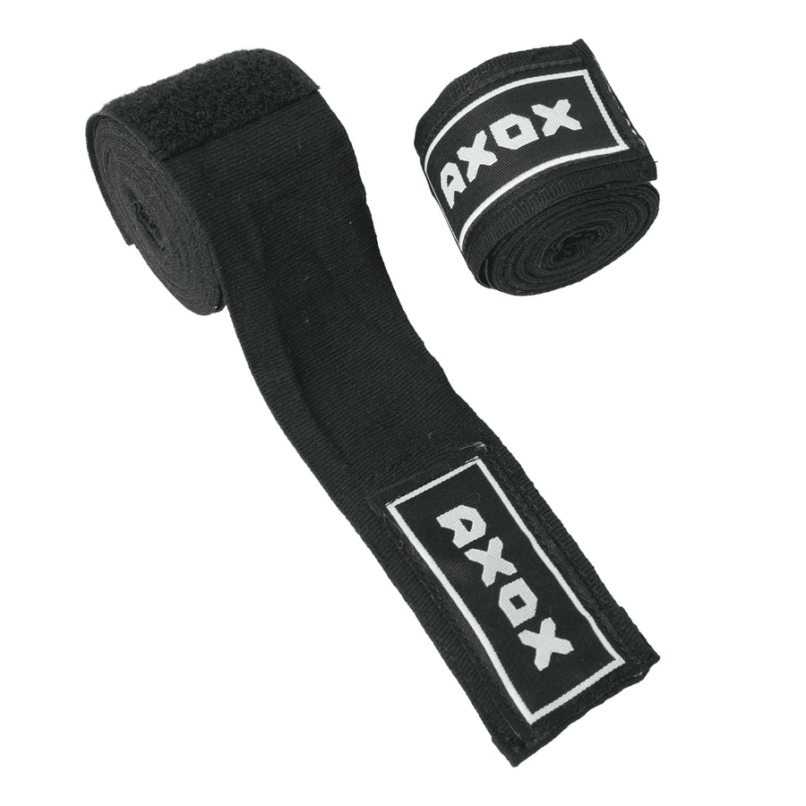 Axox Fitness Cotton/Nylon Hand Wraps – 4M (Pair) | Black