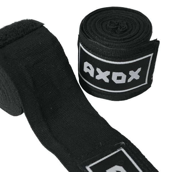 Axox Fitness Cotton/Nylon Hand Wraps – 4M (Pair) | Black