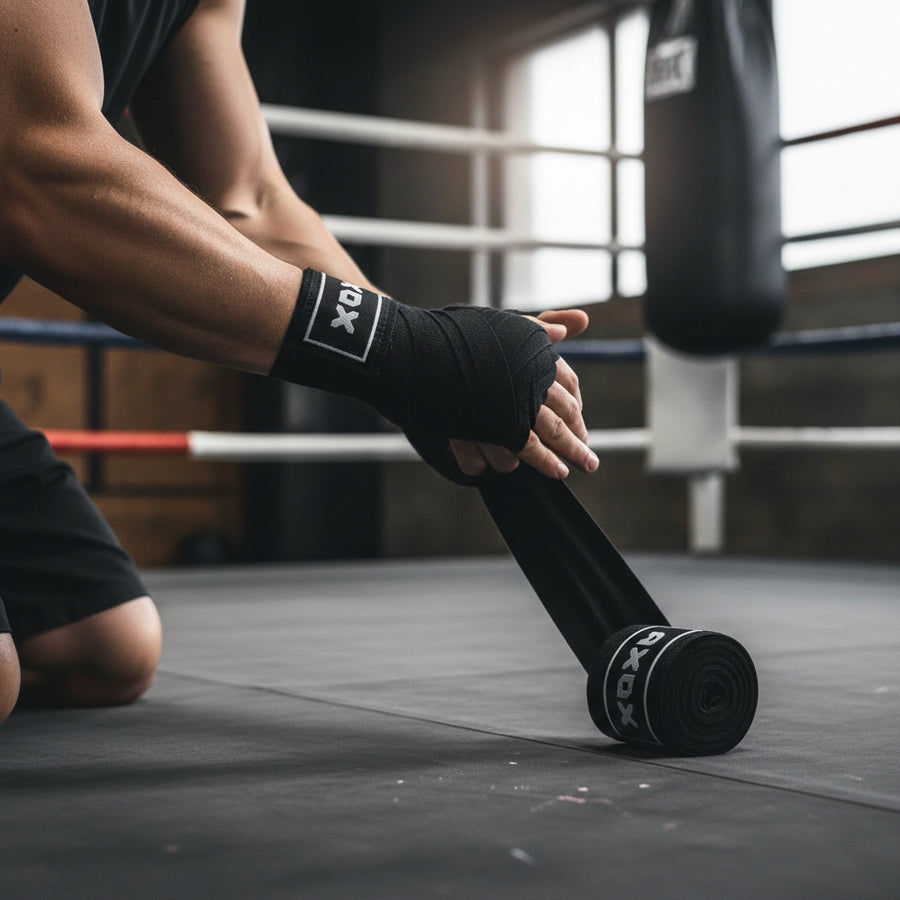 Axox Fitness Cotton/Nylon Hand Wraps – 4M (Pair) | Black