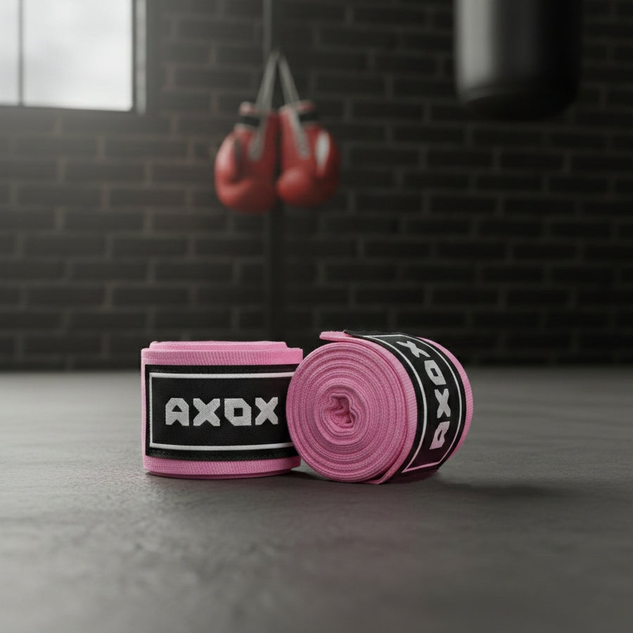 Axox Fitness Cotton/Nylon Hand Wraps – 4M (Pair) | Pink