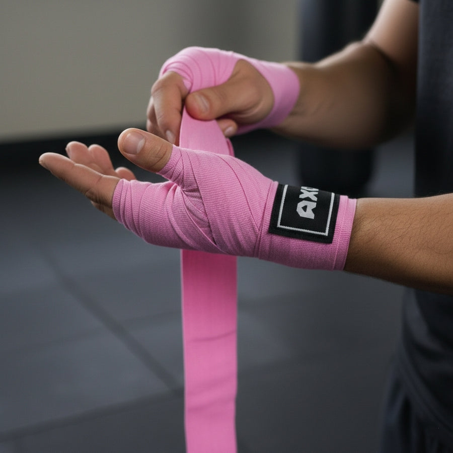 Axox Fitness Cotton/Nylon Hand Wraps – 4M (Pair) | Pink
