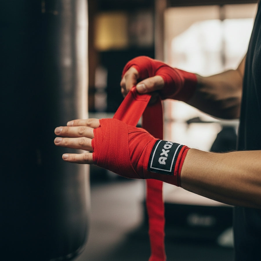 Axox Fitness Cotton/Nylon Hand Wraps – 4M (Pair) | Red
