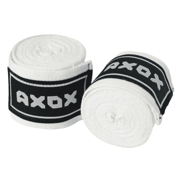 Axox Fitness Cotton/Nylon Hand Wraps – 4M (Pair) | White