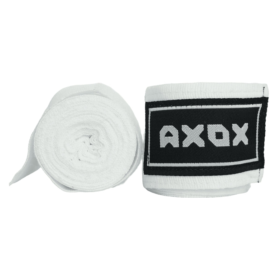 Axox Fitness Cotton/Nylon Hand Wraps – 4M (Pair) | White