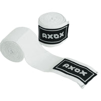 Axox Fitness Cotton/Nylon Hand Wraps – 4M (Pair) | White