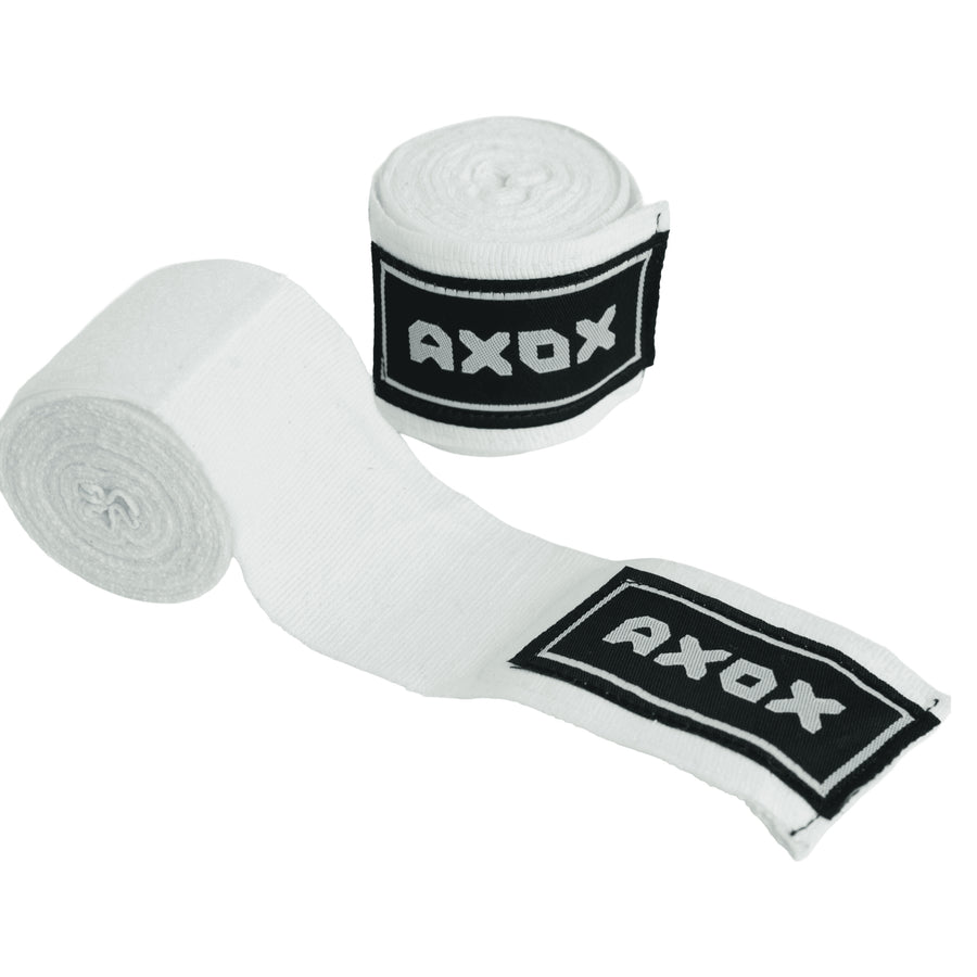Axox Fitness Cotton/Nylon Hand Wraps – 4M (Pair) | White