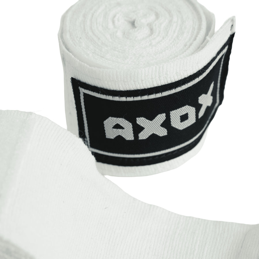 Axox Fitness Cotton/Nylon Hand Wraps – 4M (Pair) | White