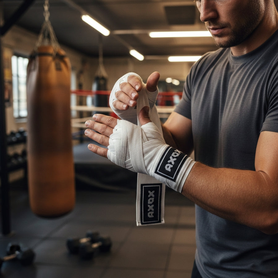 Axox Fitness Cotton/Nylon Hand Wraps – 4M (Pair) | White