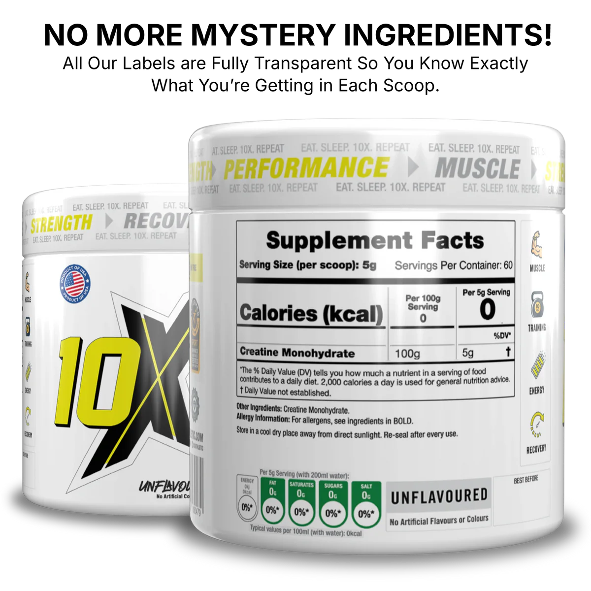 10X CRE Unflavored 60 servings