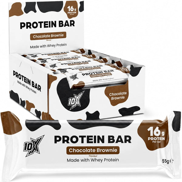 10X Athletic Chocolate Brownie Protein Bars | 12 × 55g | 16g Protein per Bar