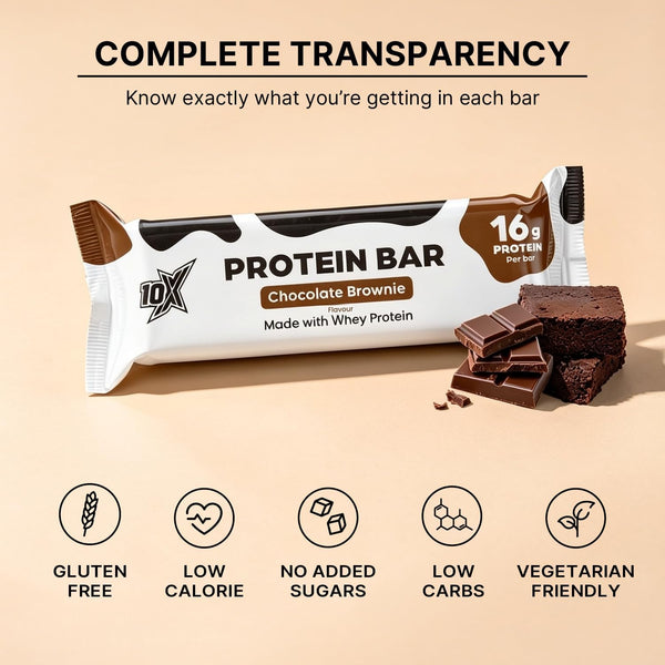 10X Athletic Chocolate Brownie Protein Bars | 12 × 55g | 16g Protein per Bar