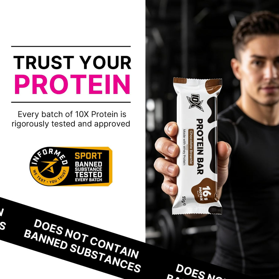 10X Athletic Chocolate Brownie Protein Bars | 12 × 55g | 16g Protein per Bar