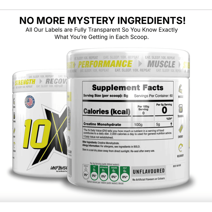 10X Creatine Monohydrate Powder | Unflavoured | 300 gms