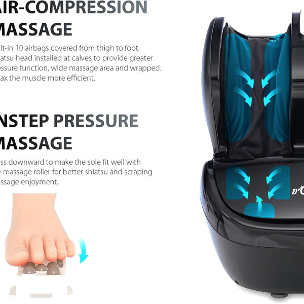 D-Queen Spa Foot Massager - 3D Rollers, Shiatsu, Heat Therapy