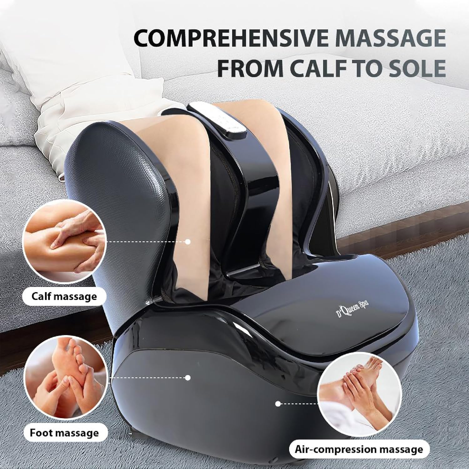 D-Queen Spa Foot Massager - 3D Rollers, Shiatsu, Heat Therapy