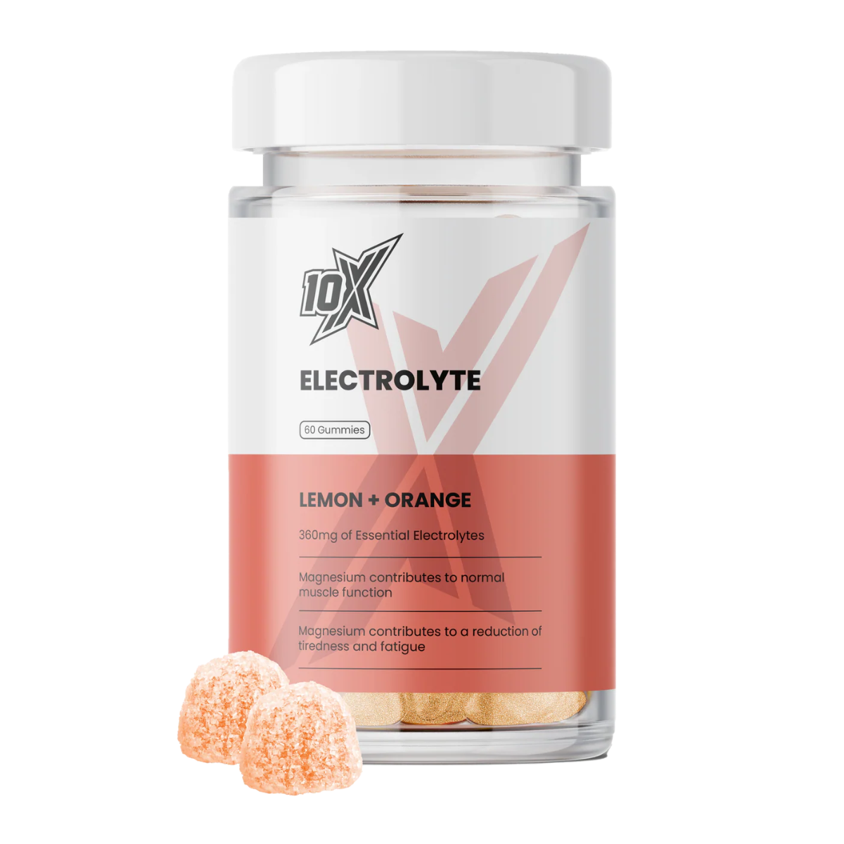 IOX Electrolyte supplement bottle with lemon and orange flavor on a white background