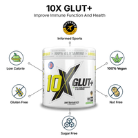 10X Athletic L-Glutamine Powder 300g | 5g Per Serving | 60 Servings | Unflavored | Vegan