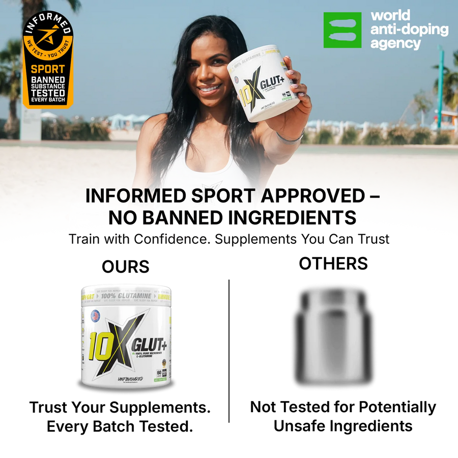10X Athletic L-Glutamine Powder 300g | 5g Per Serving | 60 Servings | Unflavored | Vegan