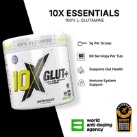 10X Athletic L-Glutamine Powder 300g | 5g Per Serving | 60 Servings | Unflavored | Vegan