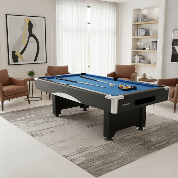 Toronto GP020 Billiard Table | Blue Velvet Cloth | Chrome Corners | 8FT