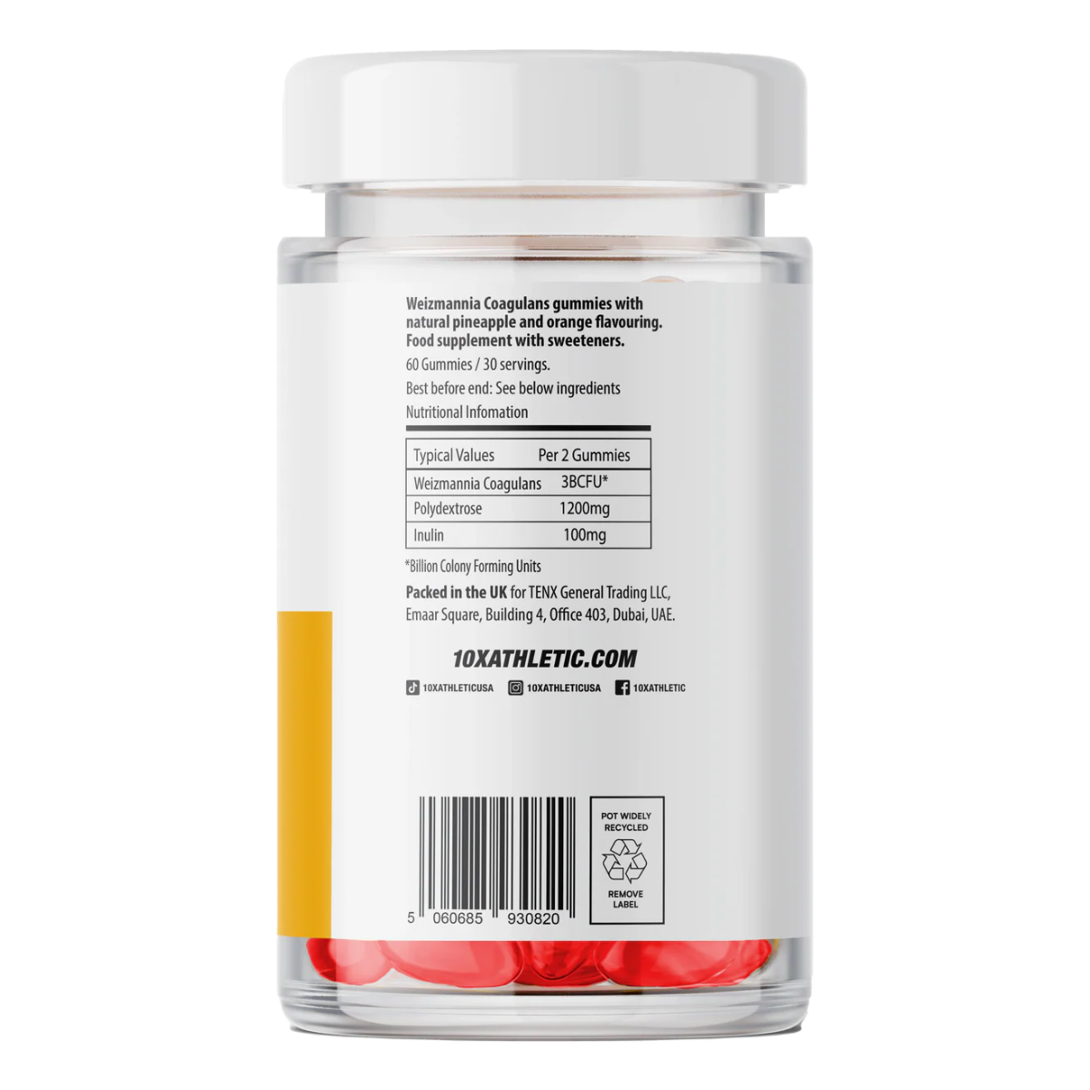 Supplement container with label on a white background
