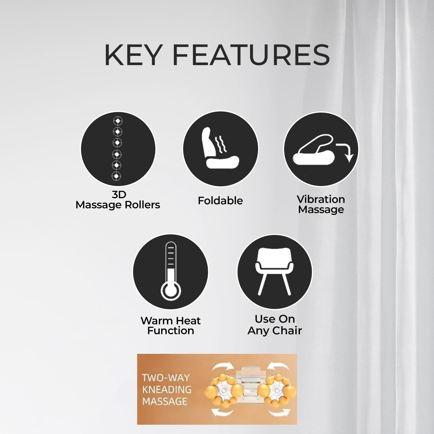 Lumbolux Mobile Seat Massager - Back, Shoulder & Neck Relief, 16 Heads, Heat, Vibration & Kneading