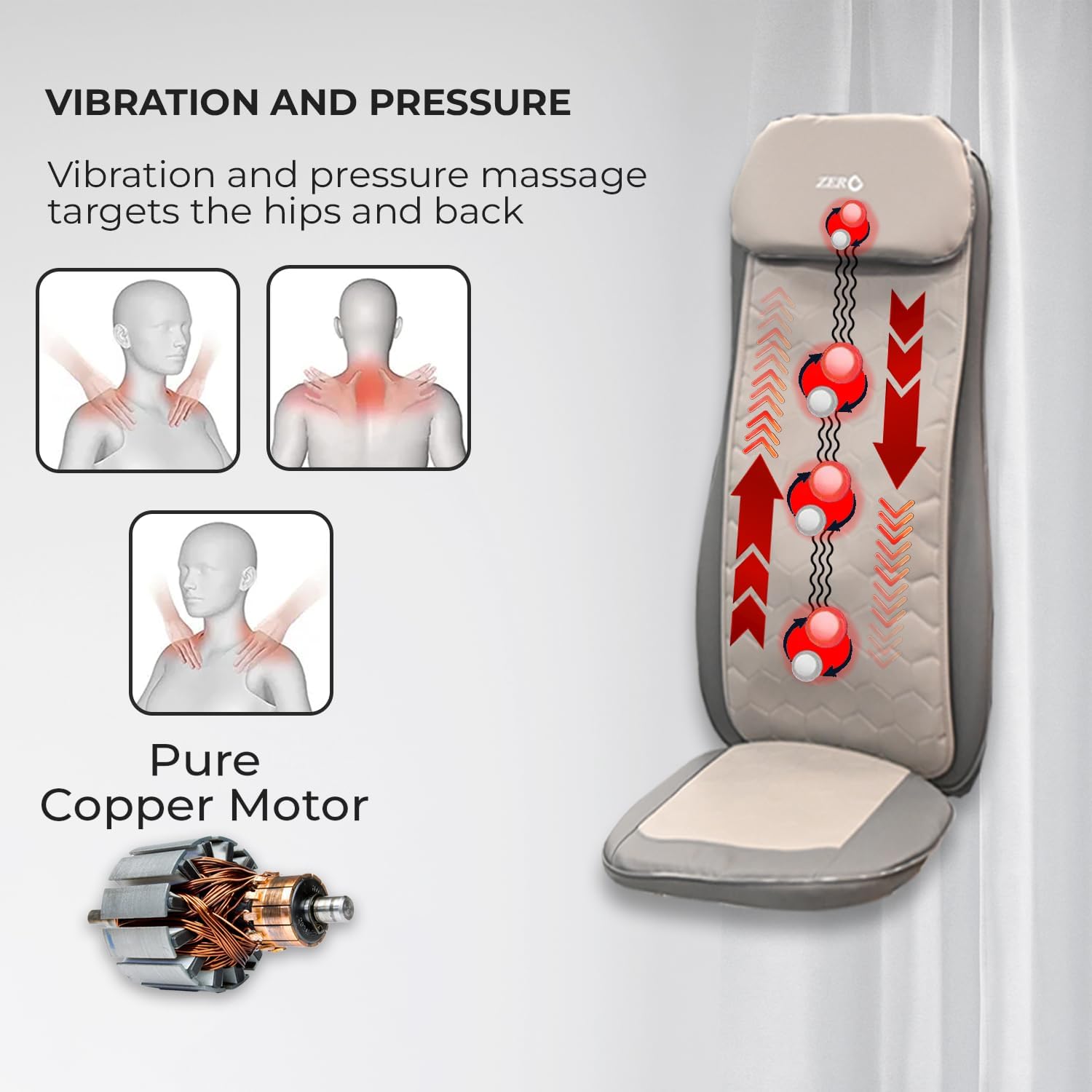 Lumbolux Mobile Seat Massager - Back, Shoulder & Neck Relief, 16 Heads, Heat, Vibration & Kneading