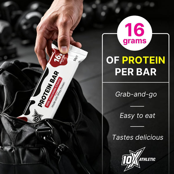 10X Athletic Milk Chocolate Cherry Protein Bars | 12 × 55g | 16g Protein per Bar