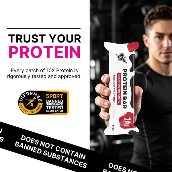 10X Athletic Milk Chocolate Cherry Protein Bars | 12 × 55g | 16g Protein per Bar