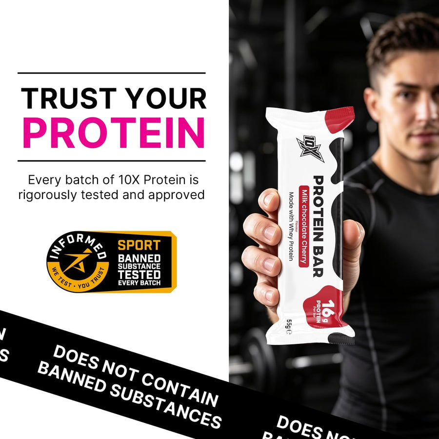 10X Athletic Milk Chocolate Cherry Protein Bars | 12 × 55g | 16g Protein per Bar