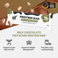 10X Athletic Protein Bars, Milk Chocolate Pistachio, 12 x 55g, 16g Protein per Bar, High Protein Snacks for Fitness & Performance