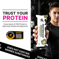 10X Athletic Protein Bars, Milk Chocolate Pistachio, 12 x 55g, 16g Protein per Bar, High Protein Snacks for Fitness & Performance
