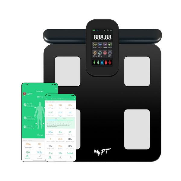 MyPT Smart Body Composition Scale | 8-Electrode | 43 Body Metrics | Black