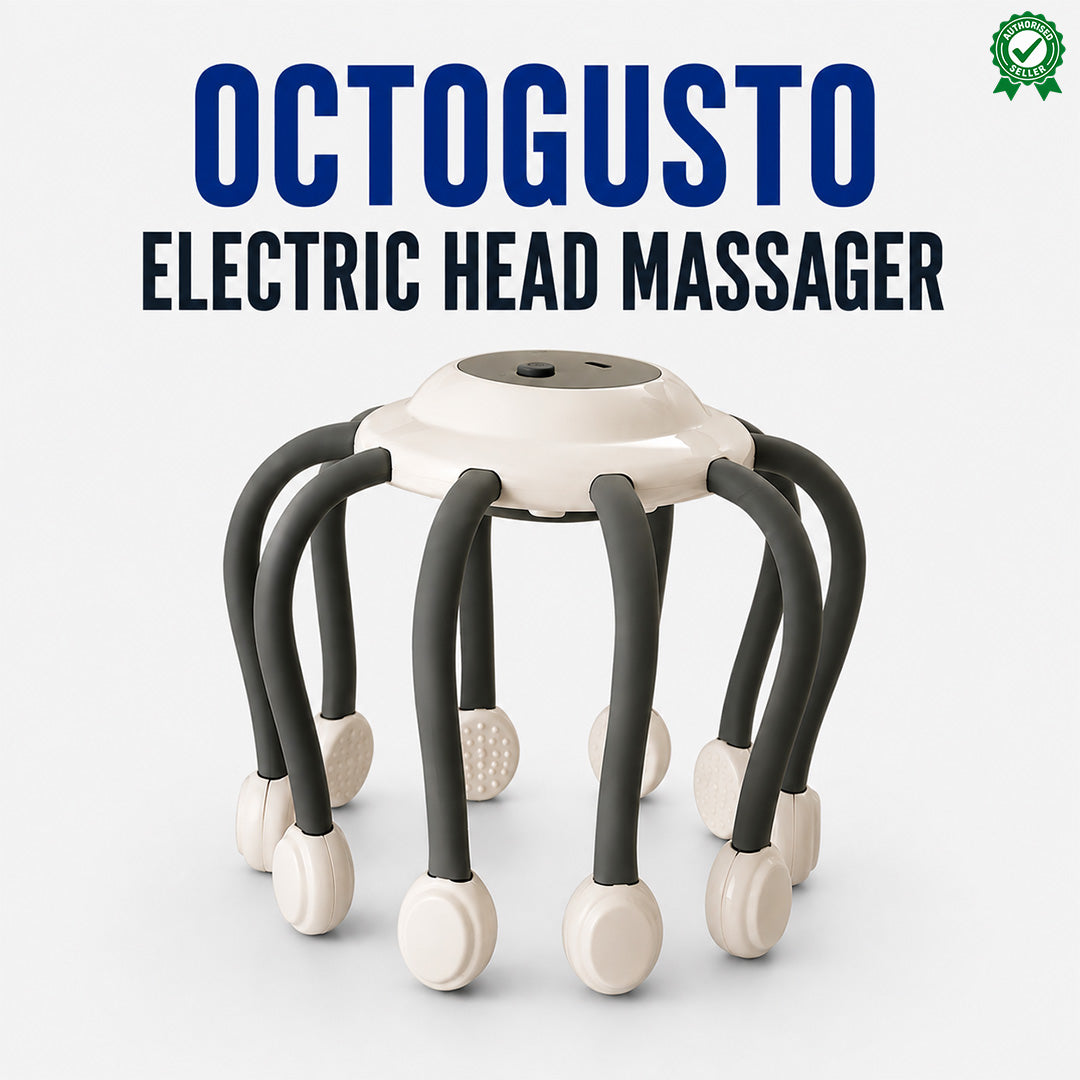 OctoGusto Electric Head Massager | 360° Acupuncture | Hair Growth & Stress Relief