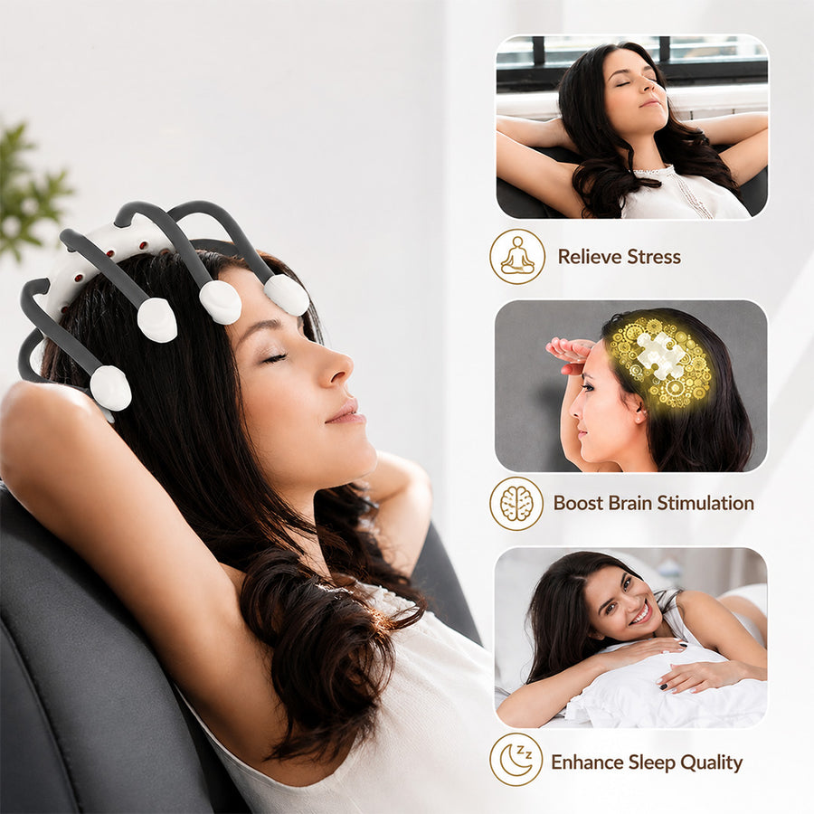 OctoGusto Electric Head Massager | 360° Acupuncture | Hair Growth & Stress Relief