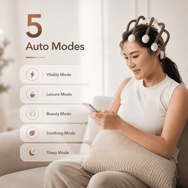 OctoGusto Electric Head Massager | 360° Acupuncture | Hair Growth & Stress Relief