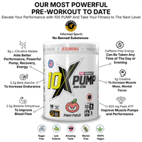 10X Athletic PUMP Caffeine-Free Pre Workout Powder 600g | Non-Stim Formula | 50 Servings | 12g Per Serving | Sugar Free
