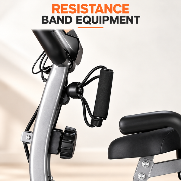 X-Fit Foldable Exercise Bike – Magnetic Resistance Indoor Cycling Bike with LCD Display & Resistance Bands