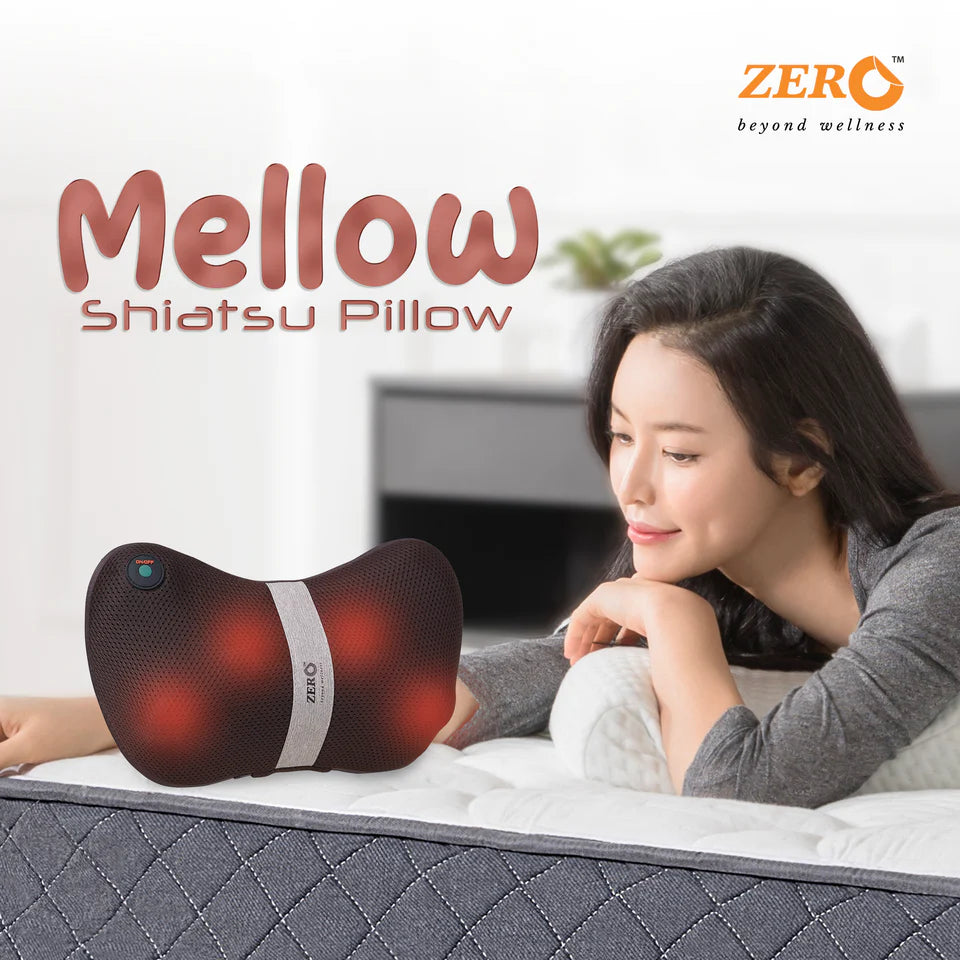 Mellow Shiatsu Massage Pillow | Heat Therapy | Deep Kneading | Neck, Back & Shoulder Pain Relief | Portable & Lightweight