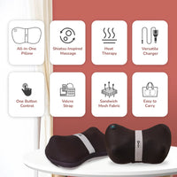 Mellow Shiatsu Massage Pillow | Heat Therapy | Deep Kneading | Neck, Back & Shoulder Pain Relief | Portable & Lightweight